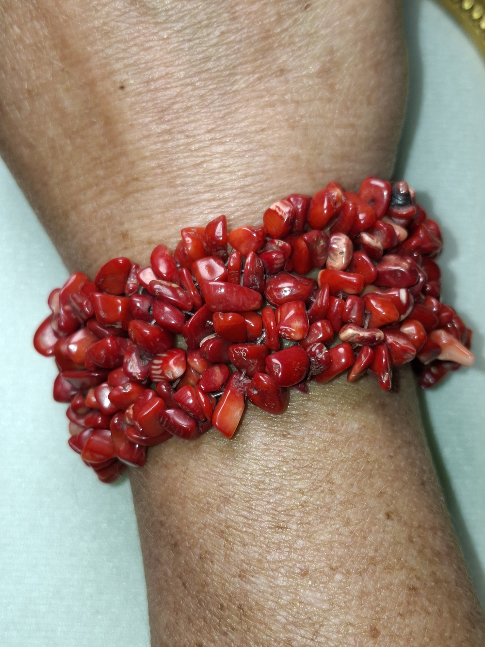 Red Coral Chip Stretch Bracelet - Women Jewelry